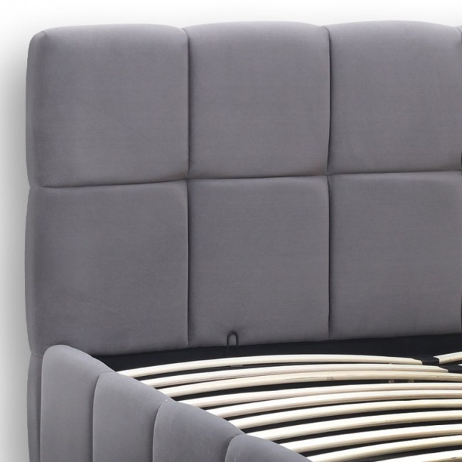 Κρεβάτι Elora Megapap βελούδινο με αποθηκευτικό χώρο χρώμα γκρι 160x200εκ.