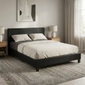 Flat Megapap PU leather bed in black matte color 150x200cm.