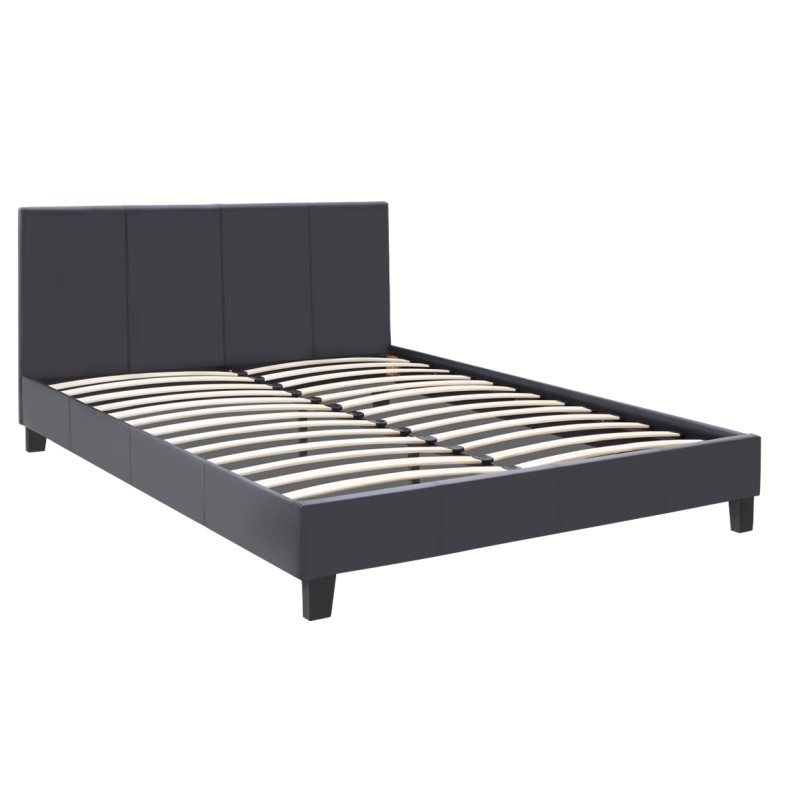 Flat Megapap PU leather bed in black matte color 150x200cm.