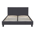 Flat Megapap PU leather bed in black matte color 150x200cm.