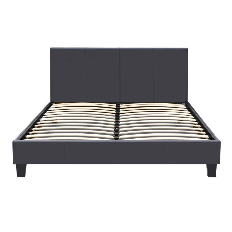 Flat Megapap PU leather bed in black matte color 150x200cm.