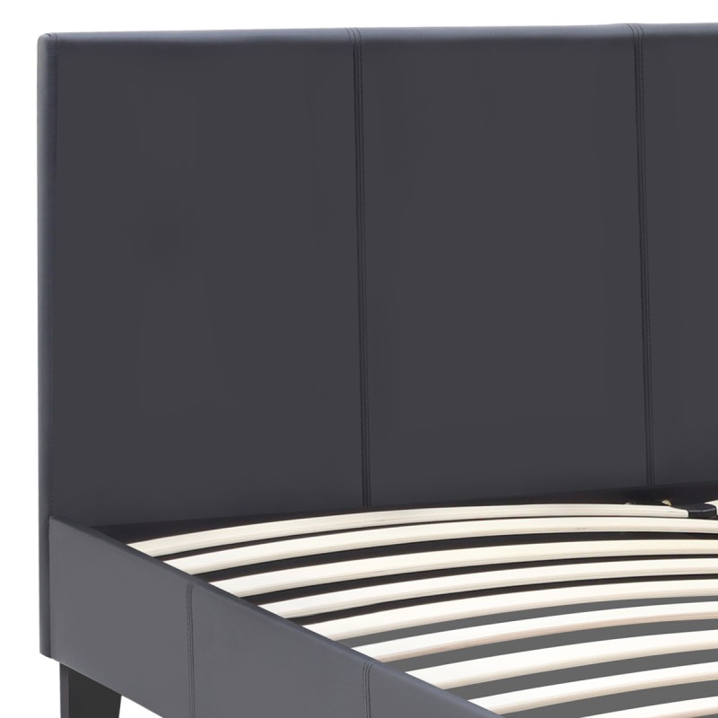 Flat Megapap PU leather bed in black matte color 150x200cm.