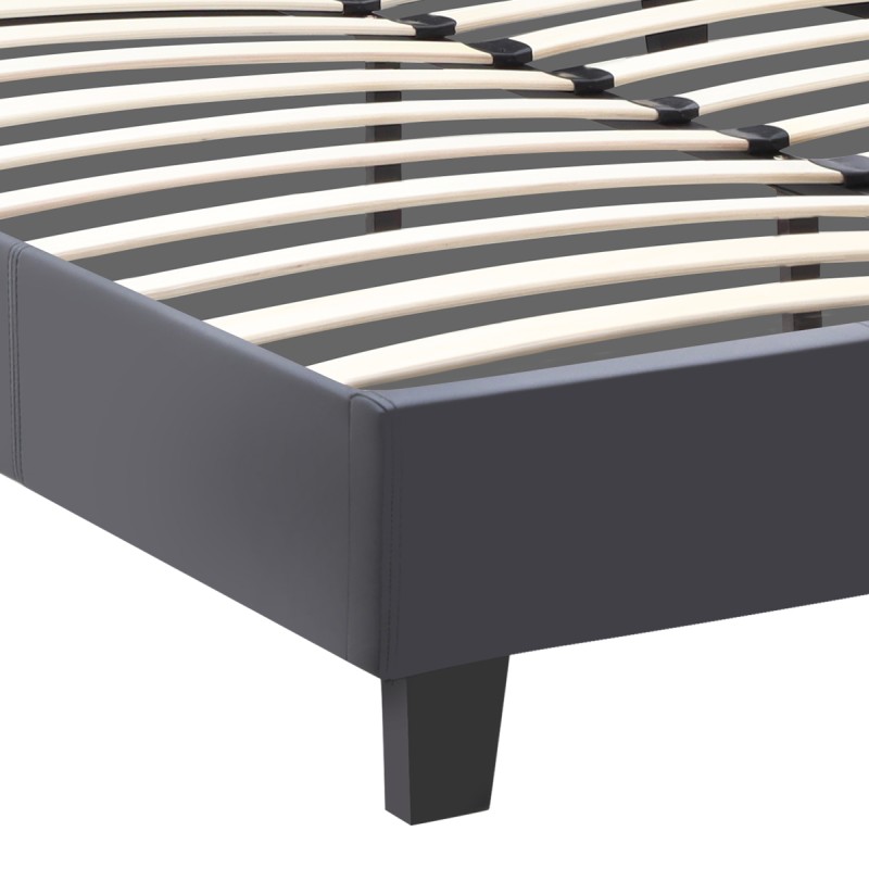 Flat Megapap PU leather bed in black matte color 150x200cm.