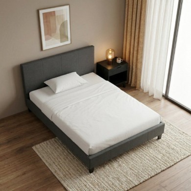 Κρεβάτι Flat Megapap υφασμάτινο χρώμα ανθρακί 120x200εκ.