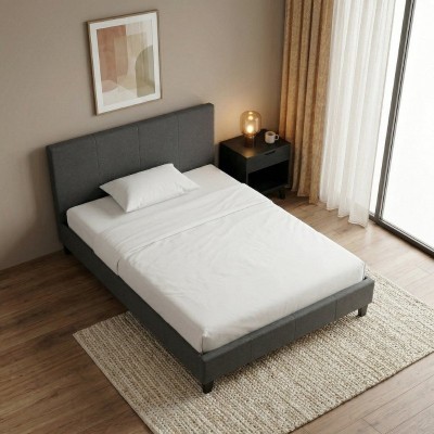 Κρεβάτι Flat Megapap υφασμάτινο χρώμα ανθρακί 120x200εκ.