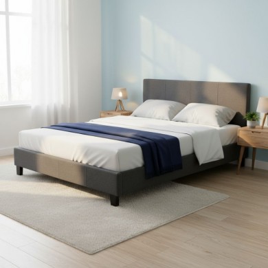 Flat Megapap fabric bed in anthracite color 140x190cm.