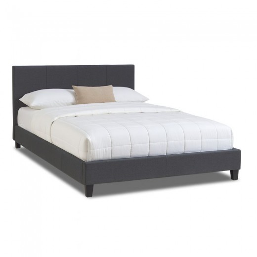 Κρεβάτι Flat Megapap υφασμάτινο χρώμα ανθρακί 150x200εκ.