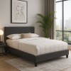 Κρεβάτι Flat Megapap υφασμάτινο χρώμα ανθρακί 160x200εκ.