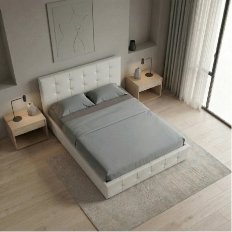 Iro Megapap PU leather bed with storage space in white color 160x200cm.