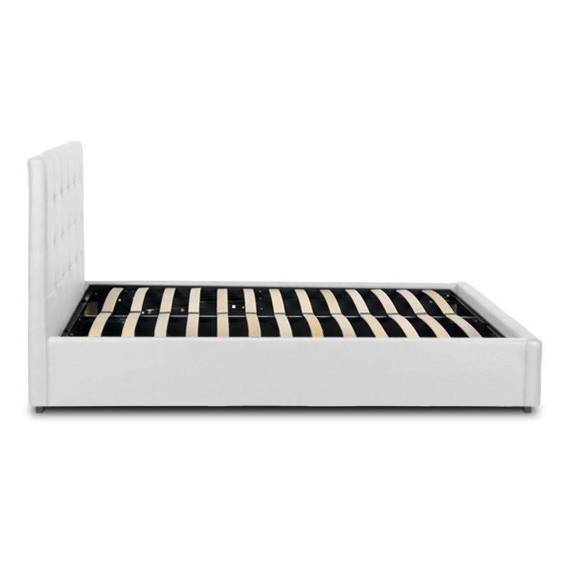 Iro Megapap PU leather bed with storage space in white color 160x200cm.