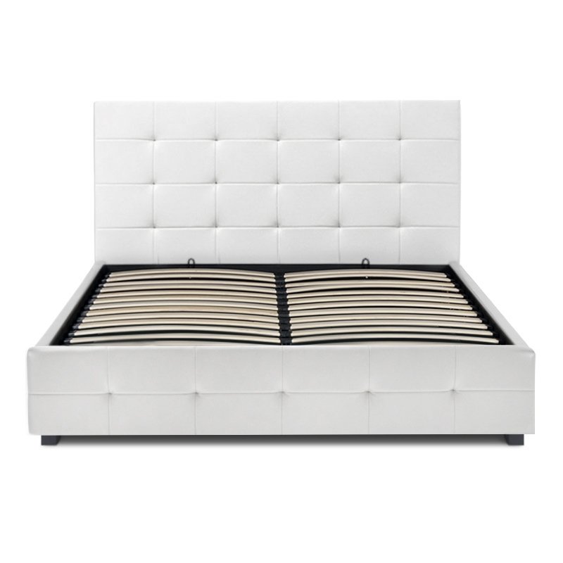 Iro Megapap PU leather bed with storage space in white color 160x200cm.