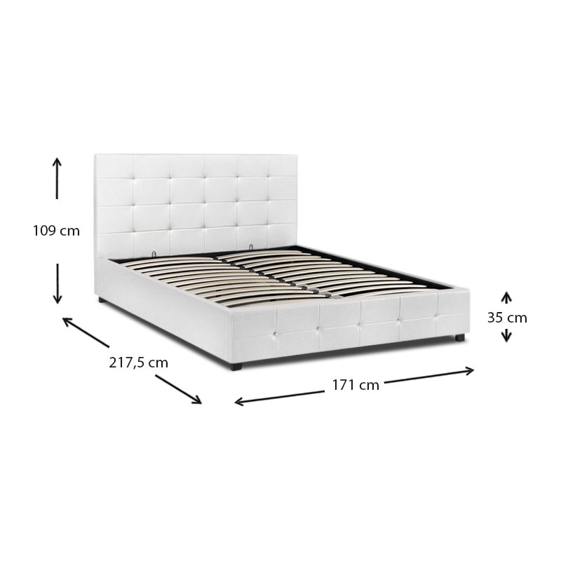 Iro Megapap PU leather bed with storage space in white color 160x200cm.