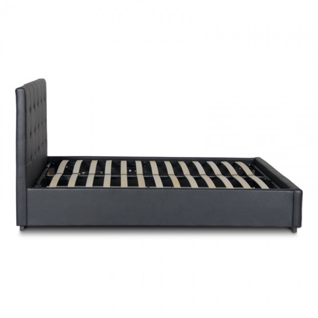 Κρεβάτι Iro Megapap από τεχνόδερμα με αποθηκευτικό χώρο χρώμα μαύρο 160x200εκ.