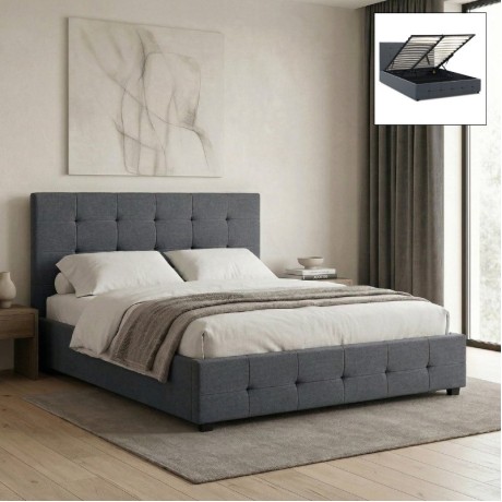 Iro Megapap fabric bed with storage space in anthracite color 160x200cm.