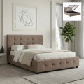 Iro Megapap fabric bed with storage space in beige brown color 160x200cm.