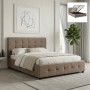 Iro Megapap fabric bed with storage space in beige brown color 160x200cm.
