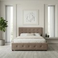 Iro Megapap fabric bed with storage space in beige brown color 160x200cm.