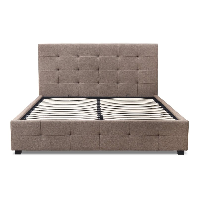 Iro Megapap fabric bed with storage space in beige brown color 160x200cm.