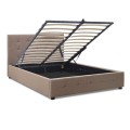 Iro Megapap fabric bed with storage space in beige brown color 160x200cm.