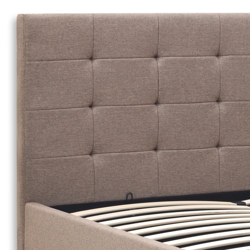 Iro Megapap fabric bed with storage space in beige brown color 160x200cm.