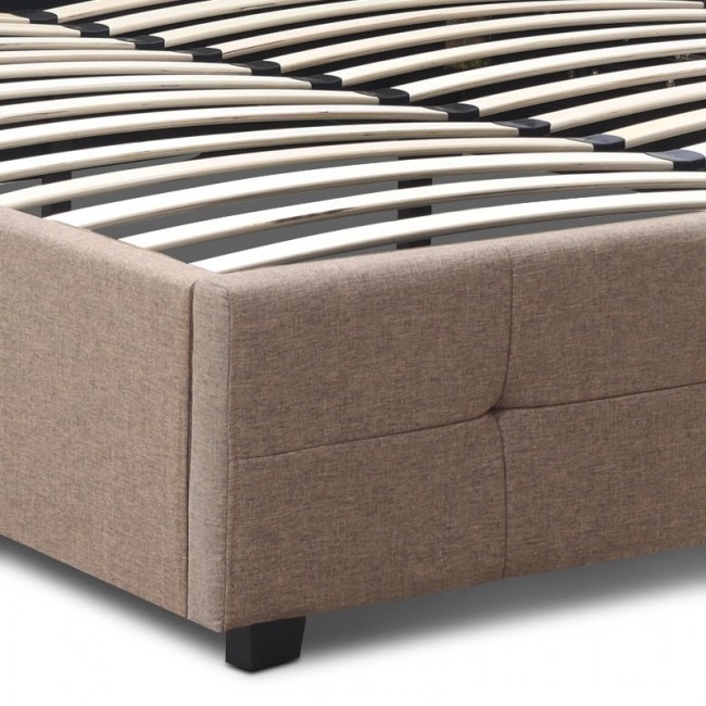 Κρεβάτι Iro Megapap υφασμάτινο με αποθηκευτικό χώρο χρώμα μπεζ - καφέ 160x200εκ.