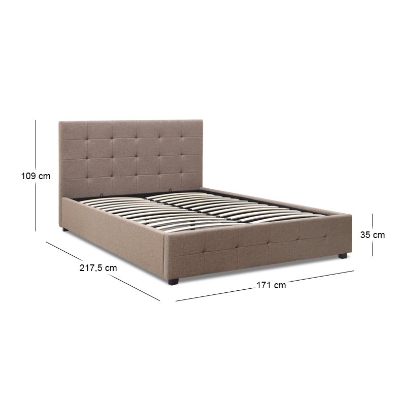 Iro Megapap fabric bed with storage space in beige brown color 160x200cm.
