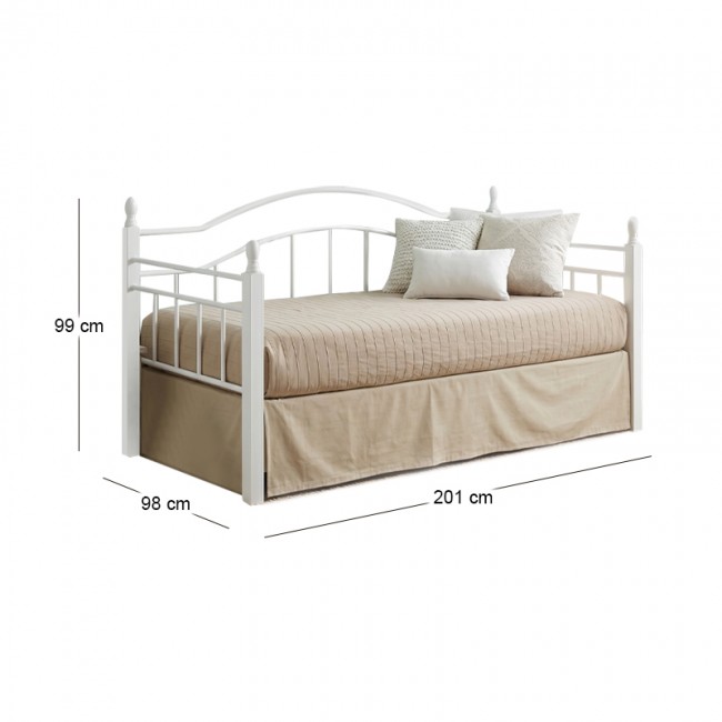 VINCENT Daybed 90x190 Metal White/Wood White