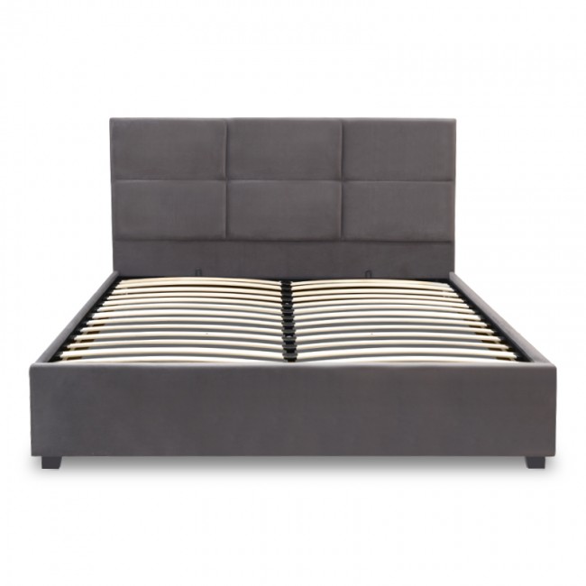 Κρεβάτι Kingston Megapap βελούδινο με αποθηκευτικό χώρο χρώμα ανθρακί 160x200εκ.