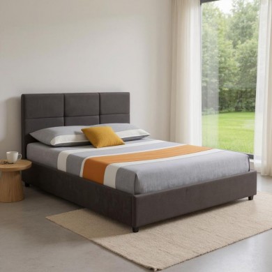 Kingston Megapap velvet bed with storage space in anthracite - brown color 160x200cm.