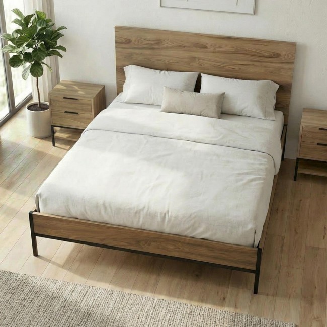 Mars Megapap melamine bed in walnut Ud color 160x200cm.