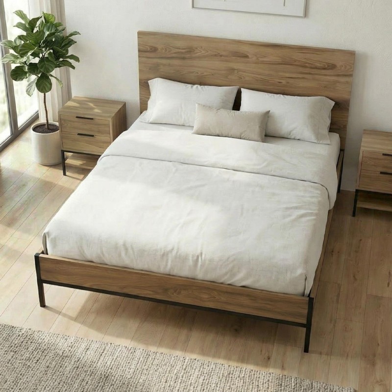 Mars Megapap melamine bed in walnut Ud color 160x200cm.
