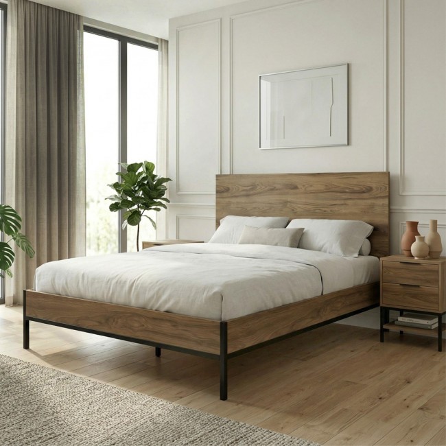 Mars Megapap melamine bed in walnut Ud color 160x200cm.