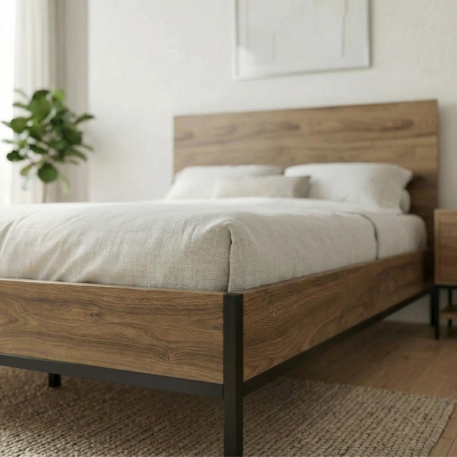 Mars Megapap melamine bed in walnut Ud color 160x200cm.