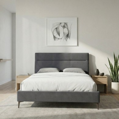 Κρεβάτι Marvel Megapap υφασμάτινο χρώμα ανθρακί 160x200εκ.