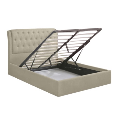 MAXWELL Gas Lift Bed 160x200cm Ecru Fabric