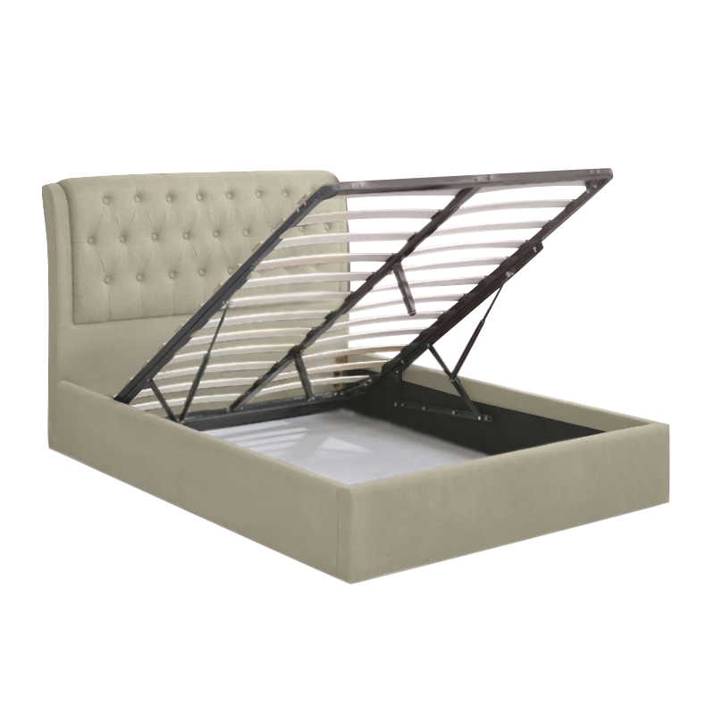 MAXWELL Gas Lift Bed 160x200cm Ecru Fabric