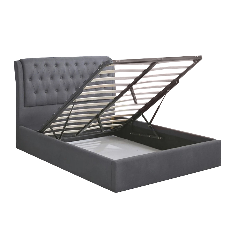MAXWELL Gas Lift Bed 160x200cm Grey Fabric
