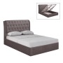 MAXWELL Gas Lift Bed 160x200cm Dark Brown Fabric