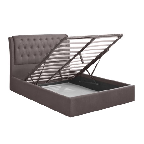 MAXWELL Gas Lift Bed 160x200cm Dark Brown Fabric