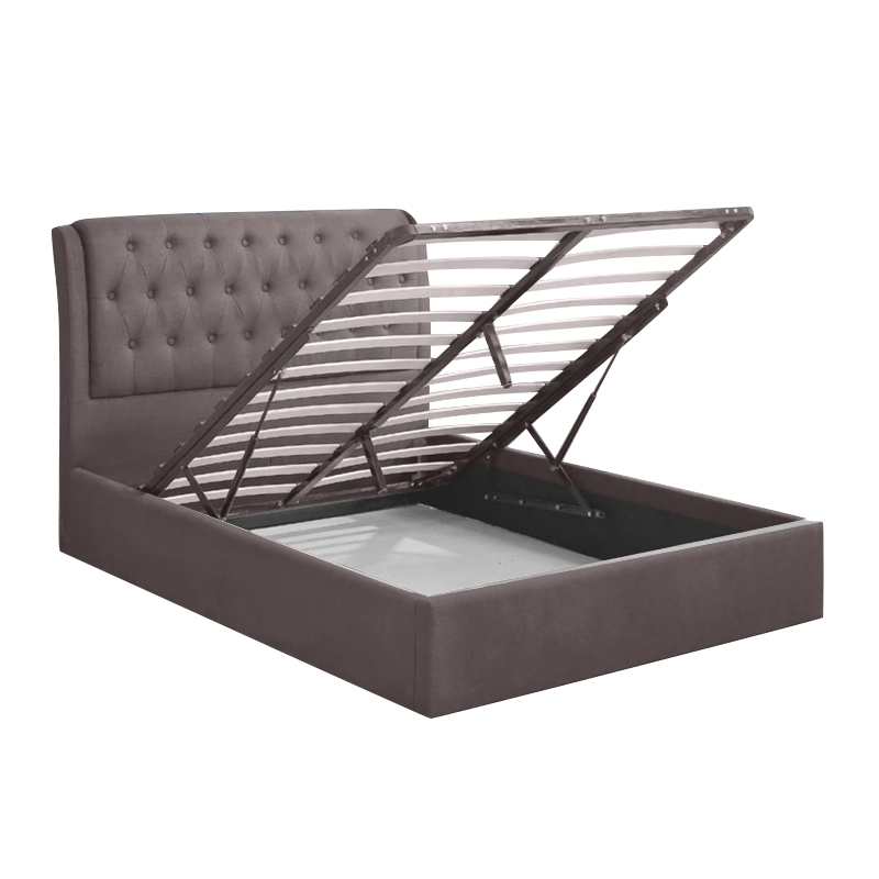 MAXWELL Gas Lift Bed 160x200cm Dark Brown Fabric