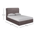 MAXWELL Gas Lift Bed 160x200cm Dark Brown Fabric