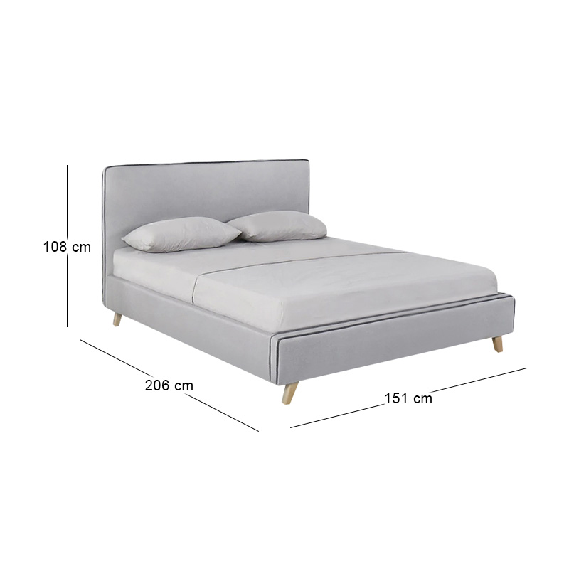 MORISSON Bed 140x190cm Light Grey Fabric