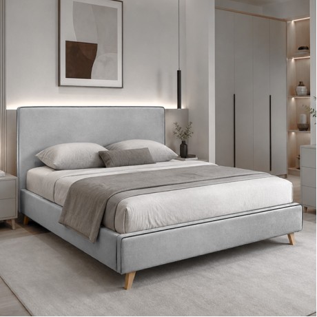 MORISSON Bed 160x200cm Light Grey Fabric
