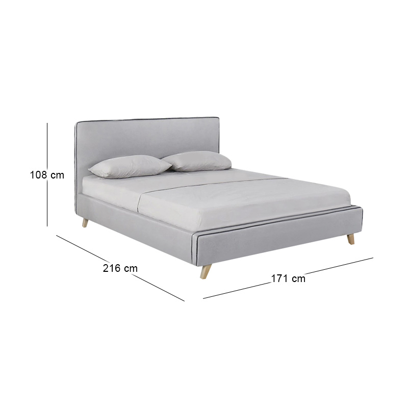 MORISSON Bed 160x200cm Light Grey Fabric
