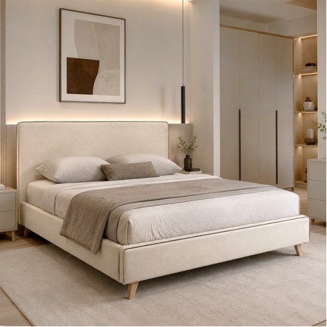 MORISSON Bed (for Mattress 160x200cm) Ecru Fabric