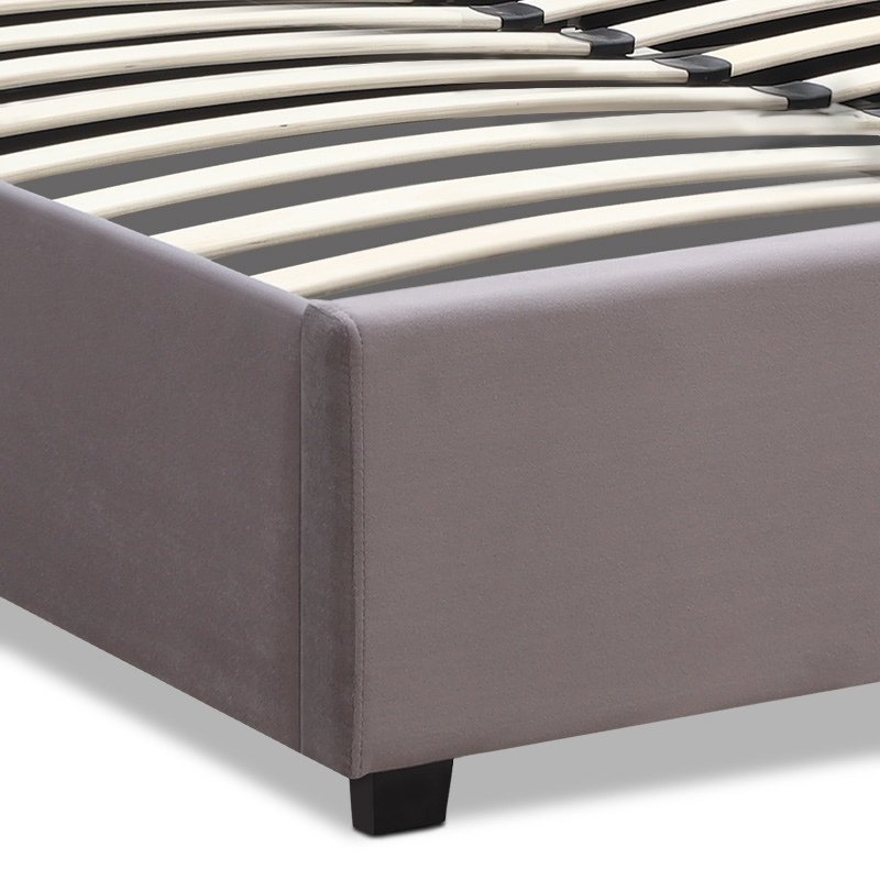 Olmo Megapap velvet bed with storage space in grey color 150x200cm.