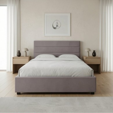 Κρεβάτι Olmo Megapap βελούδινο με αποθηκευτικό χώρο χρώμα γκρι 160x200εκ.