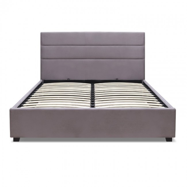 Κρεβάτι Olmo Megapap βελούδινο με αποθηκευτικό χώρο χρώμα γκρι 160x200εκ.
