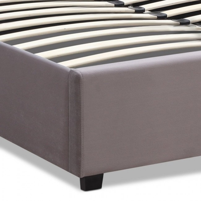 Κρεβάτι Olmo Megapap βελούδινο με αποθηκευτικό χώρο χρώμα γκρι 160x200εκ.