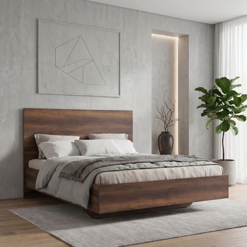 Oryana Megapap melamine bed in walnut color 160x200cm.